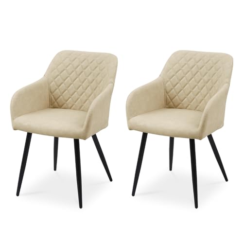 CLIPOP Esszimmerstühle 2er Set, Küchenstuhl Kunstleder Bezug Wohnzimmerstuhl Polsterstuhl mit Armlehne Metallbeine Polstersessel Stuhl für Esszimmer Wohnzimmer Küche (2, Kunstleder Elfenbeinbeige) CLIPOP Esszimmerstühle 2er Set, Küchenstuhl Kunstleder Bezug Wohnzimmerstuhl Polsterstuhl mit Armlehne Metallbeine Polstersessel Stuhl für Esszimmer Wohnzimmer Küche (2, Kunstleder Elfenbeinbeige)