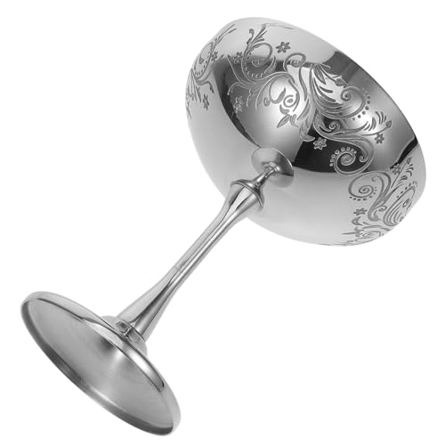 Baluue Copa para Postres y Aperitivos de Acero Inoxidable Pie Bol para Helado Metálico Grabado Diseño de Copa para Servir Pudín y Frutas Adecuado para Fiestas y Hogar