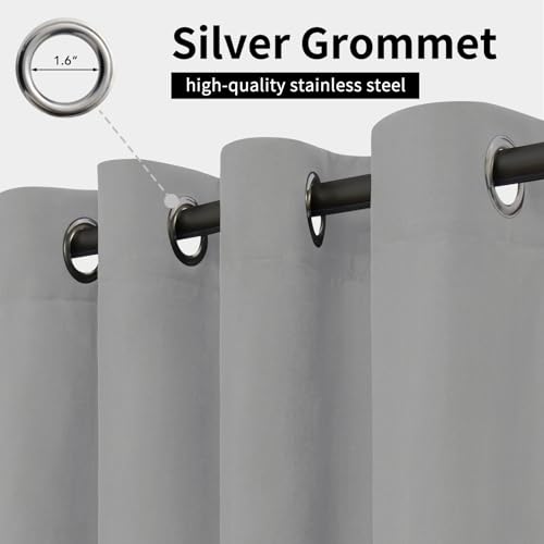 Image of Easy-Going Outdoor Curtains for Patio 2 Panels, 54x96 inch, Light Grey | Waterproof, Windproof, Weatherproof Privacy Outdoor Curtains for Cabanas Porches and Pergolas, Grommet Top and Tab Bottom