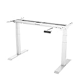 mesa escritorio blanca oficina 【CONSTRUCCIÓN SÓLIDA】Se diseña para la máxima integridad estructural, nuestro marco se caracteriza por doble tubo de acero que asegura la estabilidad incluso a la máxima altura. La capacidad de carga: 100kg, NOTA: Algunos pasos pueden requerir un taladro, que no está incluido.