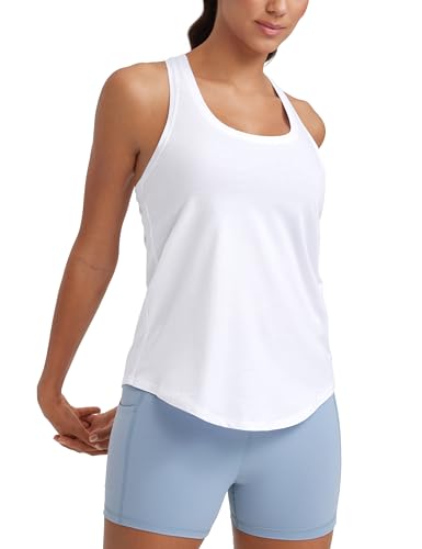 CRZ YOGA Pima Cotton Racerback Tank Tops for Women - Workout Athletic Casual Soft Scoop Neck...