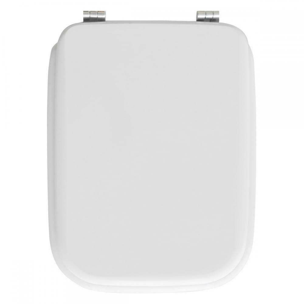 🔵 Sedile Wc ORIGINALE GLOBO CLIO Legno Copriwater Bianco Cerniere Cromate