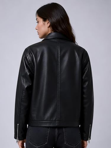 1STREET Men's Faux Leather Biker Jacket Black M - Image 6