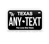 Texas Inverted Motorcycle-Sized License Plate Customized Mini Auto Tag Any Text Personalized TX 4X7 Aluminum Sign Black