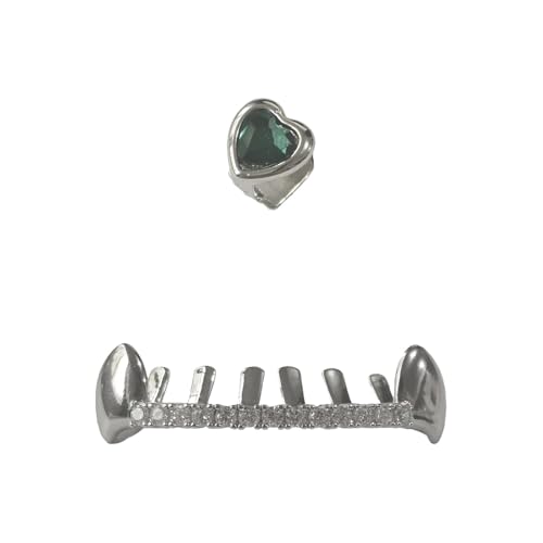 HGBFLTY Accesorios for vestir dientes de circonio Hip-Hop, estilo Rap, adecuados tanto for hombres como for mujeres, fiesta navideña(Silver)