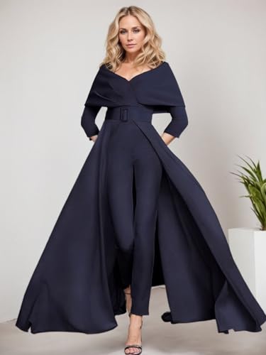 Jumpsuit/Pantsuit Elegant Wedding Guest Dress Evening Dress Off Shoulder 3/4 Length Sleeve Ankle Length 20242