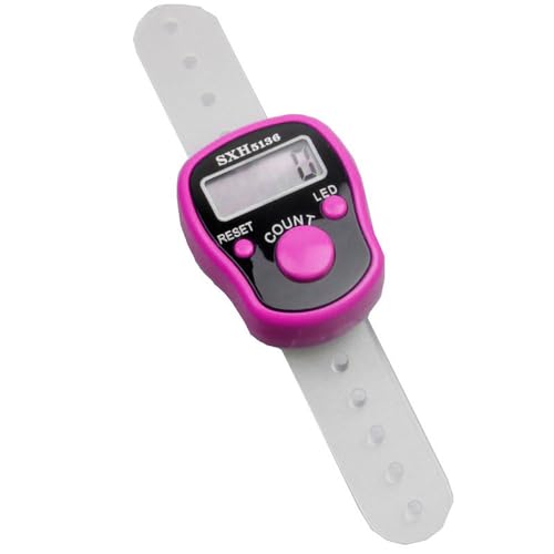 LOYELEY 指カウンター 5桁 小型 数取り器 指用 数取器 計数器 フィンガー カウント チラシ 体操 交通量 人数 デジタルカウンター 電池付き (ローズピンク)