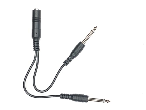 Cable divisor audio 1/4 pulg TS mono hembra a 2x1/4 pulg macho miniatura 3