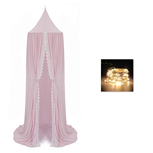 Bed Canopy Round Dome,Mosquito Net,Crib Canopy Bed Canopy for Kidâ€˜s Reading Room,Nursery Decorations,Bedroom Decoration (Pink)