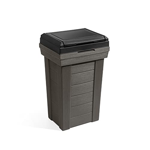 Step2 Lakewood Garbage Container - Dark Cedar - Indoor/Outdoor Refuse Container - Large Capacity Garbage Receptacle - Decorative Trash Can with Lid - Ideal for Patio, Kitchen, Pool Storage and More -  535599