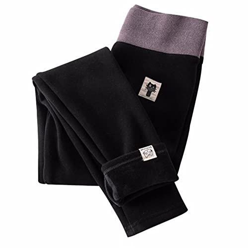 Leggings de algodón y terciopelo grueso de alta densidad UKKO mallas negras de invierno talla L