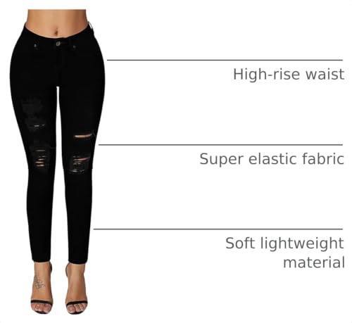 Image of roswear Women's Essentials Ripped Mid Rise Destroyed Skinny Jeans