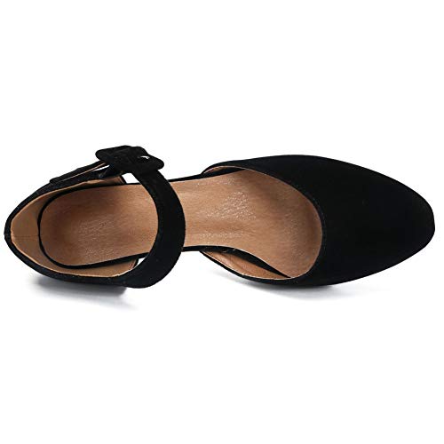 Liuruijia MENS19-172-4-VELVET BLACK-41 Women'S Comfortable Low Block Chunky Heels Dress Shoes Ankle Strap Closed Toe 1.5 Inch Heels D'Orsay Work Pumps Velvet Black 41 Us 8.5 thumb #5