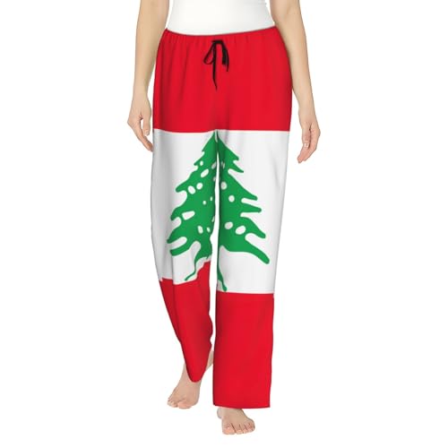 Pantalon de pyjama drapeau du Liban femme en polyester imprimé doux