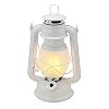 YAKii Energy Saving Hurricane Lamp, Flame Effect, Warm White, Ultra Bright, Battery Operated Camping Lantern, Metal, (White)