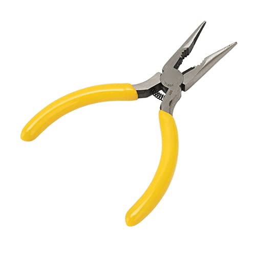 Long Nose Pliers, 5 Inches Toothed Needle Nose Pliers Tapered Serrated Jaws Long Nose Needle Plier Heavy Duty Needle Nose Pliers for Engineers Electricians