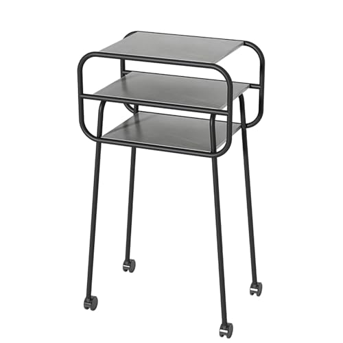 ksxnkhk Estantería sobre el Robot Aspirador, Soporte de 3 Niveles con Ruedas, mesitas auxiliares Decorativas, mesitas de Noche para baño, Soporte esquinero Oculto (Negro/Gris, L58c)