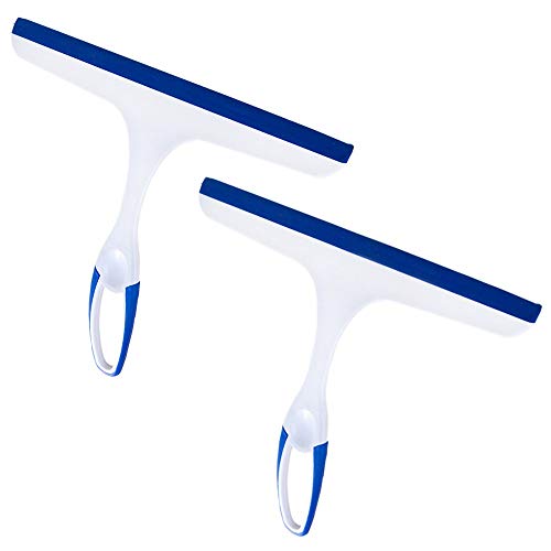 NA Lot de 2 raclettes pour fenêtre avec poignée antidérapante, essuie-glace pour cuisine, maison, voiture, salle de bain, miroir de douche (2 bleues)