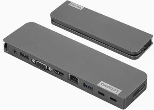 Image of Lenovo 7-in-1 USB-C Dock, Portable Docking Station, 2 x USB-C, VGA, HDMI 4K, Support Dual Display, Ethernet Port, 65W Power Delivery, for ThinkPad, Latitude, ProBook, EliteBook, MacBook Laptop