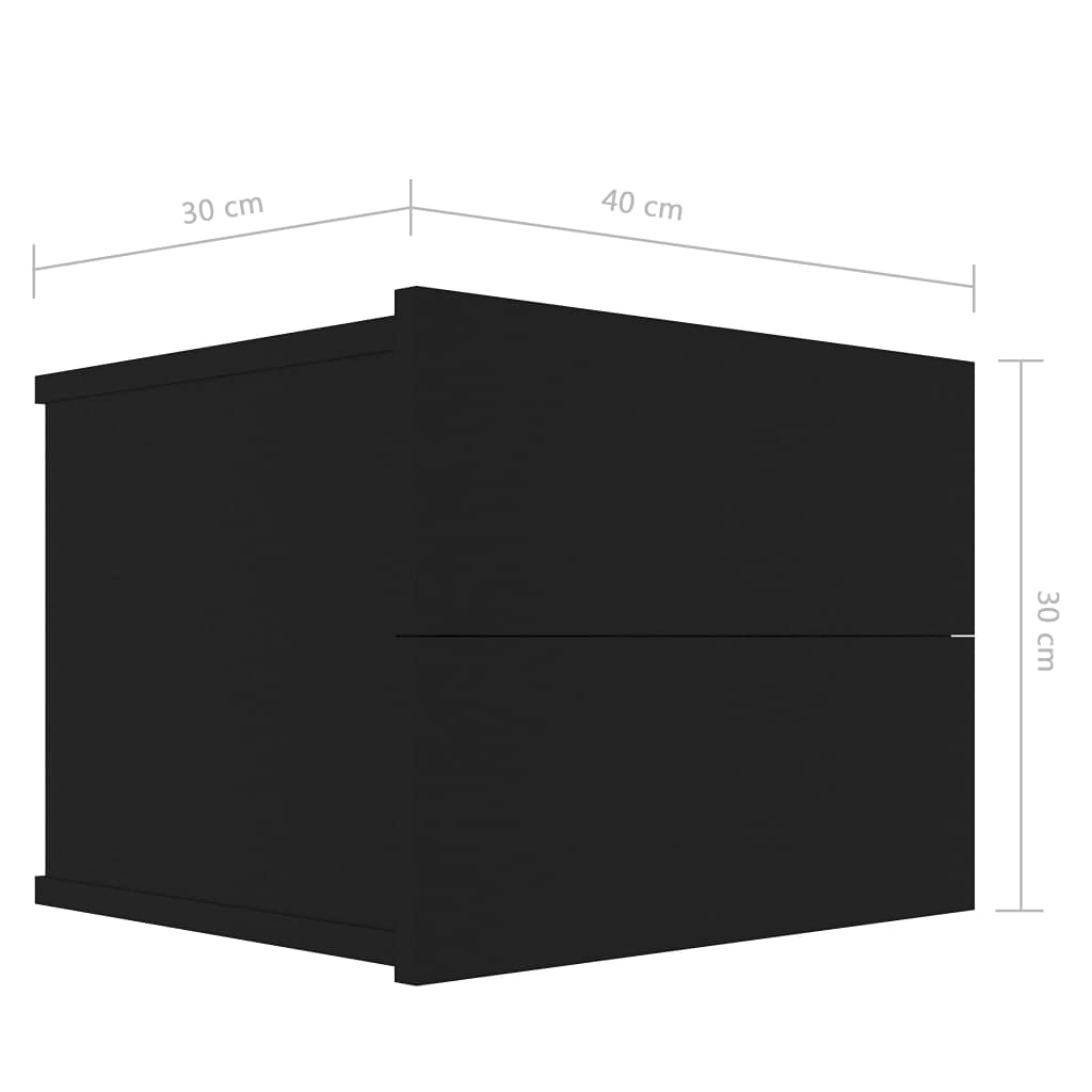 Mesita de Noche Flotante Madera Contrachapada 40x30x30 cm Mesa Noche Mesillas de Noche Pequeña Mesita Auxiliar Negro