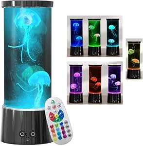 FBSPORT Lampa lawowa z pilotem zdalnego sterowania, 17 kolorów, jellyfish, lampa lawowa, meduzy, akwarium, nastrojowe światło, dekoracja, Boże Narodzenie, prezent dla dzieci