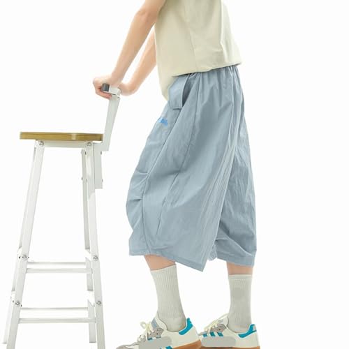 Hewlshawn Women's Capri Pants Y2K Hip-hop Knee Length Long Wide-Leg Casual Baggy Bermuda Cargo Shorts for Summer3