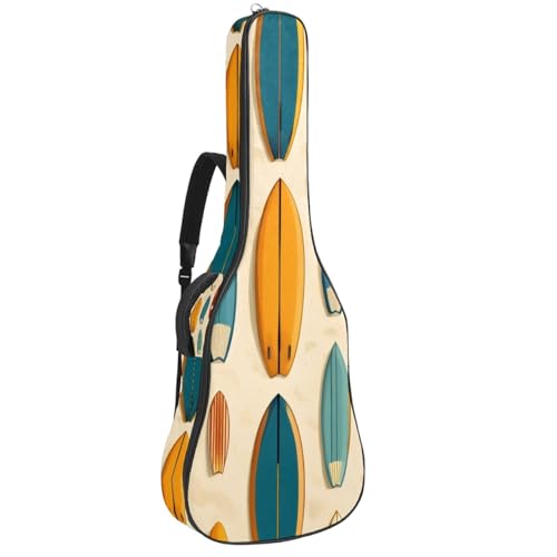 Étui souple pour guitare acoustique de 109 cm imprimé hibiscus bleu avec deux poches