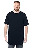 KingSize Men's Big & Tall Shrink-Less Lightweight Longer-Length Crewneck Pocket T-Shirt - L, Black