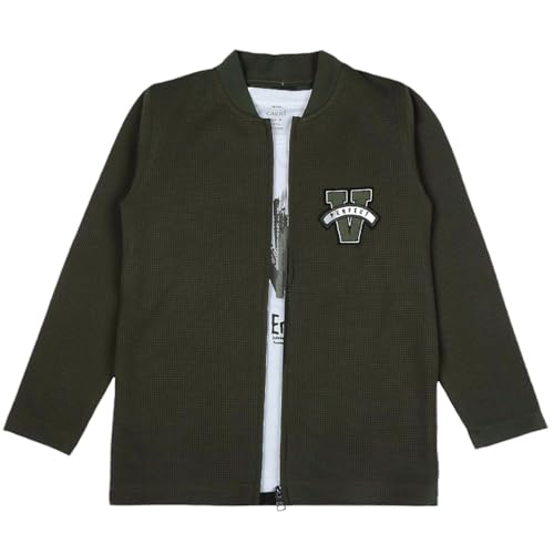 Image of Boys Full Sleeves Solid Jacket and T-Shirt