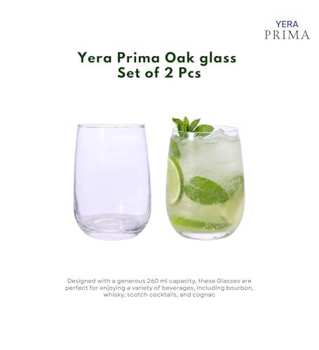 Image of Yera Prima Aqua Water /Juice /Cocktail Glasses- 260 ml Each -Set of 2 pcs