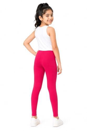 Image of BODYCARE Girls Cotton Stretch Leggings, Elastic Waist Ankle Length Leggings for Kids, Soft