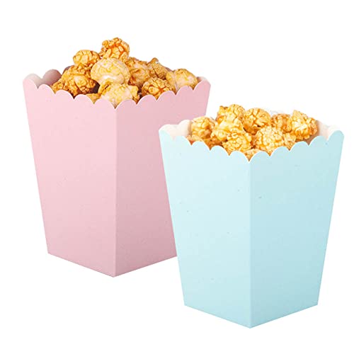 ZooYoo 24 Stück Popcorn Tüten Klein Rosa und Blau - 5.5*7.5*10.5cm - für Rosa Blaue Party-Dekorationen, Babyparty-Show, Gender Reveal Cover