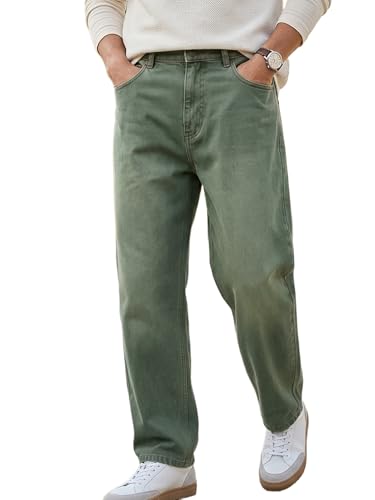 Image of Urbano Fashion Men's Loose Baggy Fit Heavy Washed Jeans Non-Stretchable