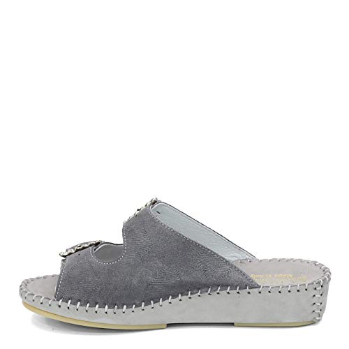 La Plume Women's, Jen Rhinestone Sandal Gray Print 39 M3