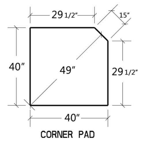 Peacock Slate 40\" x 40\" Single Cut Corner Hearth Pad | for Wood & Pellet Stove | Heat-Resistant Stove Board | Durable Angle Iron Frame | Tile & Slate Protection | UL-1618, NFPA-211 Certified
