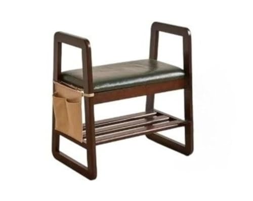 EVREFIN 玄関ベンチ 高齢者用収納ベンチ 木製収納ベンチ 立ち上がり補助 介護 シューズキャビネット 肘掛け付きサポートチェア 棚付き スリム おしゃれ 北欧デザイン 省スペース 組み立て簡単 滑り止め 持ち運び簡単 家庭用 無垢材 シューズベンチ