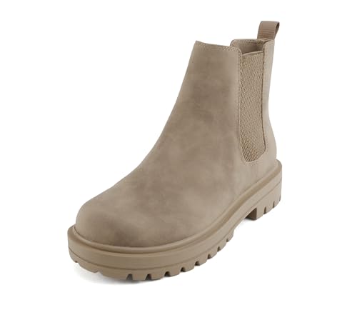Image of Soda Pilot ~ Women Lug Sole Low Heel Chelsea Fashion Ankle Bootie w /Double Elastic Gore