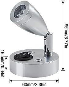 Swetup 12V LED Spot Reading Light, RV Reading LED Lamp Interior, 1W Warm Light Bedside Reading Lights for Campervan Van Camper Motorhome Caravan Boat, ON/OFF Switch (2Pcs)