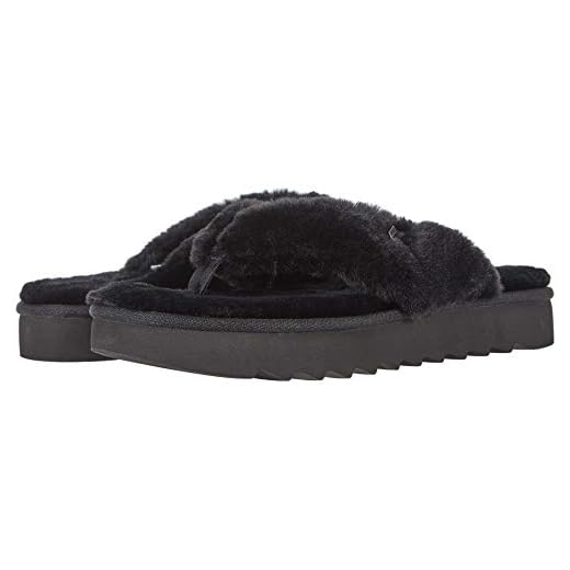 Koolaburra by UGG Women's FURR-EE Flip-Flop, Black, 7