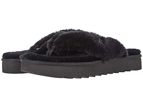 Koolaburra by UGG Women's FURR-EE Flip-Flop, Black, 8