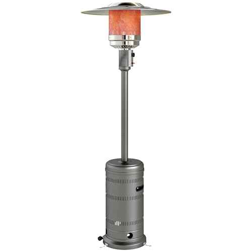 Outsunny Estufa de Gas Butano, 13 KW, Calefactor de Exterior a Gas Portátil con Temperatura Ajustable, Protección contra Vuelcos, Encendido Piezoeléctrico y Ruedas, Apta para Butano y Propano, Gris Outsunny Estufa de Gas Butano, 13 KW, Calefactor de Exterior a Gas Portátil con Temperatura Ajustable, Protección contra Vuelcos, Encendido Piezoeléctrico y Ruedas, Apta para Butano y Propano, Gris