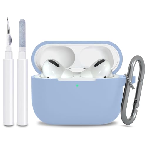 Image of for AirPods Pro 2nd 1st Generation Case Cover with Keychain, Protective Soft Silicone Skin Accessories for Apple AirPods Pro Charging Case 2022 /2019, Front LED Visible, Light Blue