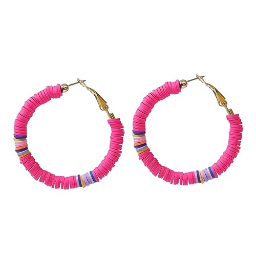 CALLARON 1 Par pendientes geométricos de arcilla semental arete oro anillos women arcilla polimerica arcilla polimérica pendientes de mujer joyas de oreja de playa gotas para los oídos Rosy