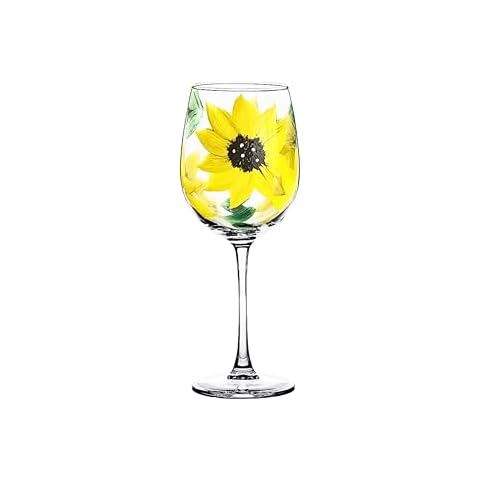 Hand-Painted Sunflower Stemmed Wine Glass, Floral Kitchen Decor, Perfect for Spring and Summer Entertaining, Unique Gift Idea Cover
