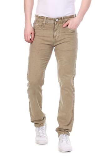 Image of Cotton Comfort Fit Jeans for Men | Full-Length Solid Denim Pants with Button Closure, Embroidered Design, Mid-Rise Casual Trousers for Daily | Classic Jeans for Office Bottoms (DI-249)