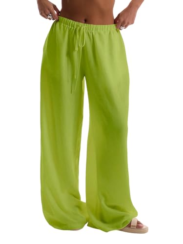 Image of RoseSeek Women's Beach Cover Ups Wide Leg Loose Linen Pants Swimsuit Coverup Summer Vacation Outfits 2026