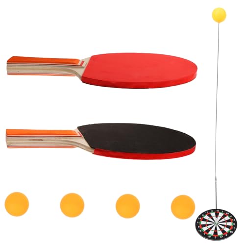 CLISPEED Dispositivo Entrenamiento Tenis Mesa con Eje Flexible Raquetas Pelotas Base y Ventosas Juguete Educativo Deportivo para Exterior Interior