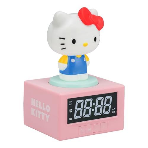 Paladone Hello Kitty Réveil numérique avec veilleuse et Musique - Produit sous Licence Officielle Sanrio - Décoration de Chambre pour Enfants, Adolescents...