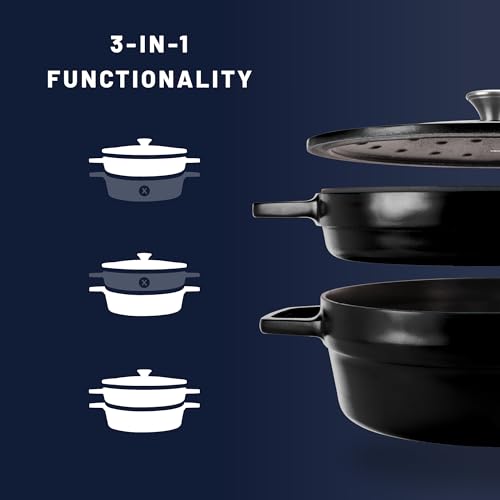 Image of All American 1930 - Dutch Oven - The Complete Set, Black Onyx - 7.75qt Capacity - Ideal for Family Meals & Versatile Cooking - Non Stick & PFAS Free - Made in the USA