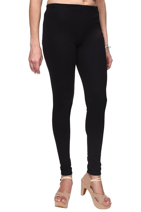 Image of Women's Premium Stretchable Cotton Leggings | Soft Slim Fit Ankle Length Churidar Pants for Casual, Ethnic, Office & Daily Comfortable Wear (Pack of 1)